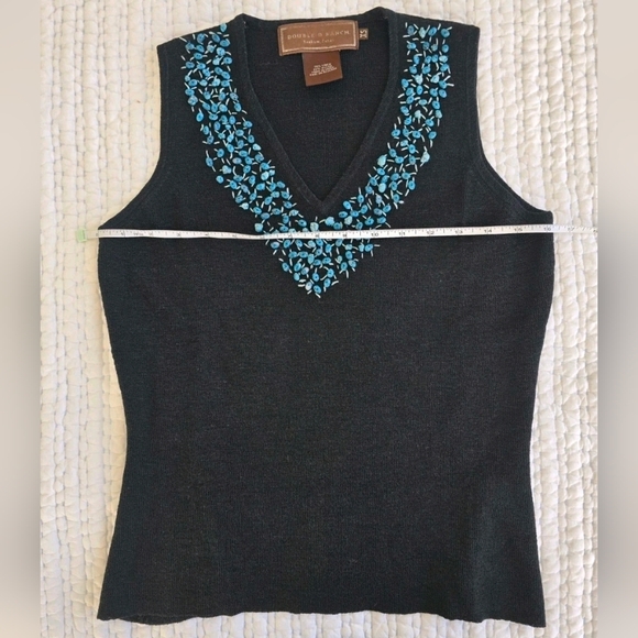 Double D Ranch Beaded Linen Knit Tank Top Turquoise Western XS - Picture 4 of 7
